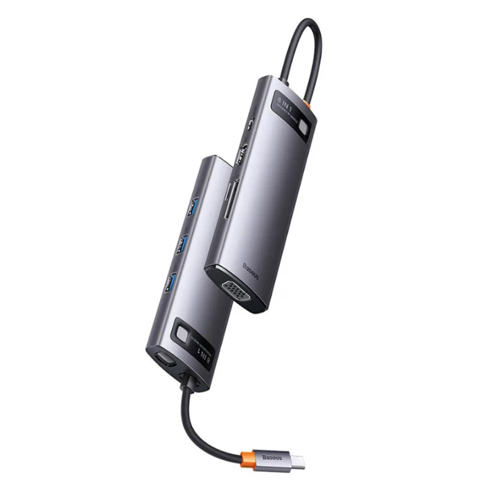 USB концентратор Baseus Multi-functional HUB Metal Gleam Series 8-in-1 (WKWG050013

) Grey