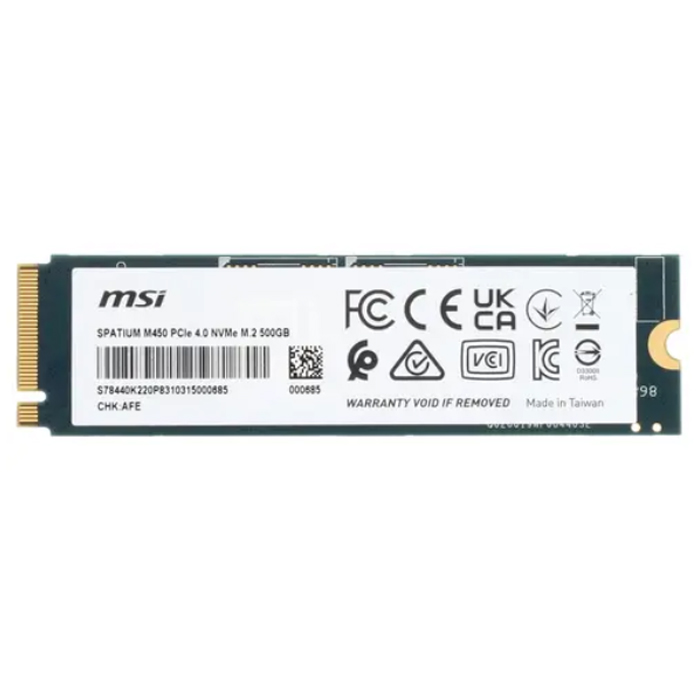Накопитель SSD M.2 PCI-E   500Gb MSI SPATIUM M450 (300 TBW)  S78-440K220-P83