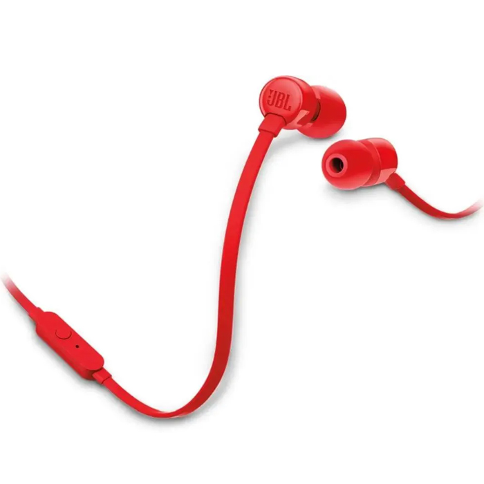 Наушники внутриканальные JBL T110 с микрофоном, 3.5мм, красный (JBLT110RED)