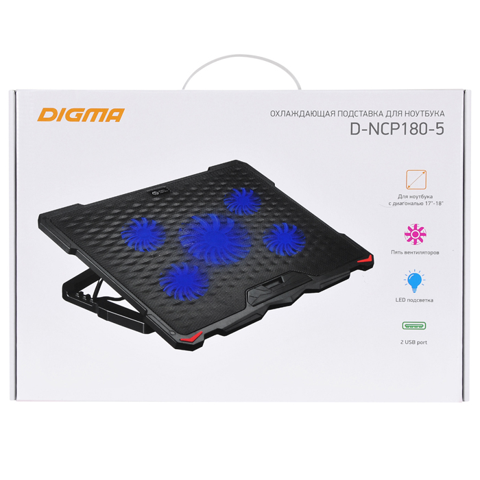 подставка охлаждение для ноутбука Digma D-NCP180-5 Black