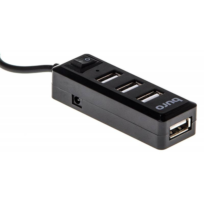 USB концентратор Buro, 4 порта, BU-HUB4-0.5L-U2.0, USB 2.0, black