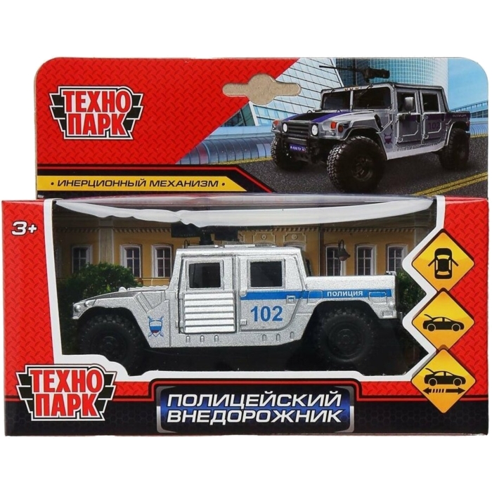 Машина Технопарк Внедорожник Пикап, металл, инерцион. механизм, 12 см.303912 (HUMVEPICKUP-12POL-SR)