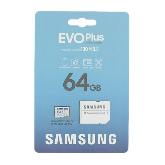 карта памяти micro SDXC 64Gb Samsung EVO+ Class 10 UHS-I (U1) A1 V10 (MB-MC64KA/EU
)