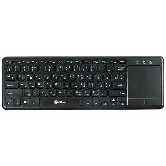 клавиатура беспроводная Oklick 830ST slim multimedia touch (Black)