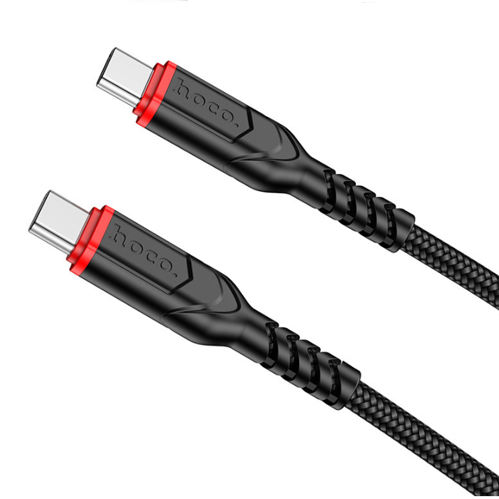 Кабель Type-C - Type-C 1.0m HOCO X59 Victory (Черный) нейлон / 3.0A / PD60W 6931474794147