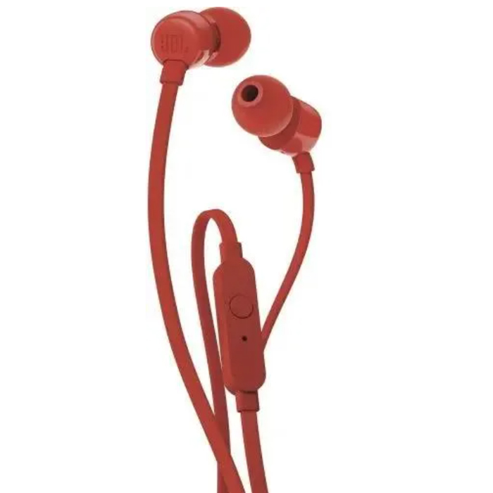 Наушники внутриканальные JBL T110 с микрофоном, 3.5мм, красный (JBLT110RED)