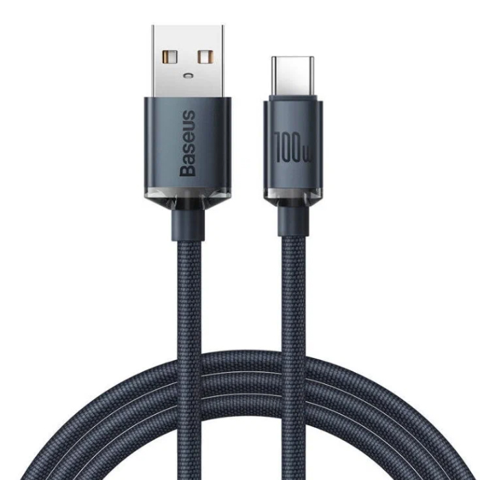 Кабель Baseus Crystal Shine Series Fast Charging Data Cable USB to Type-C 100W 2m Black (CAJY000501)
