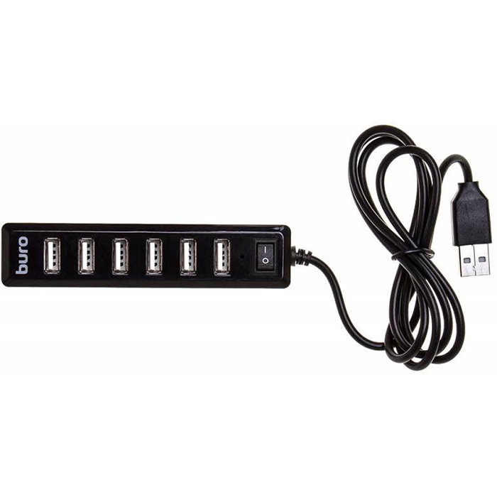 USB концентратор Buro, 7 портов, BU-HUB7-1.0-U2.0, USB 2.0, black