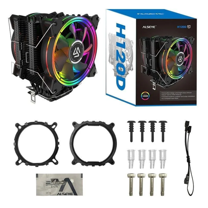 Кулер для процессора ALSEYE H120D v2 черный/RGB H120D v2