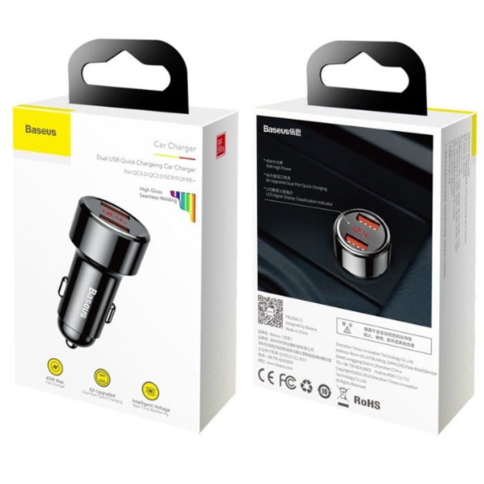 Эмулятор питания USB в автомобиль - Baseus Magic Series Dual QC, black (CCMLC20A-01

) 45W