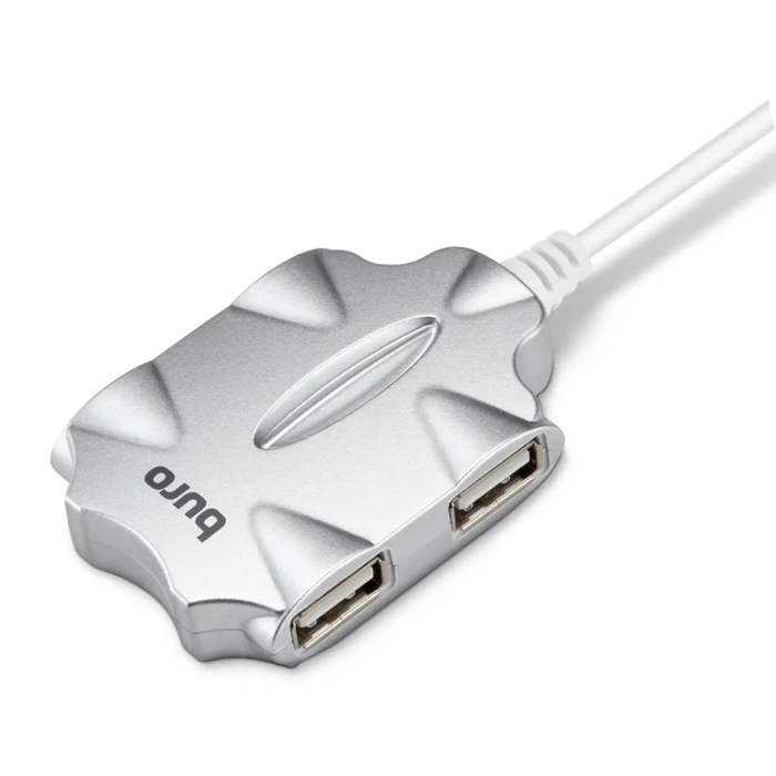 USB концентратор Buro, 4 порта, silver (BU-HUB4-0.5-U2.0-Candy)
