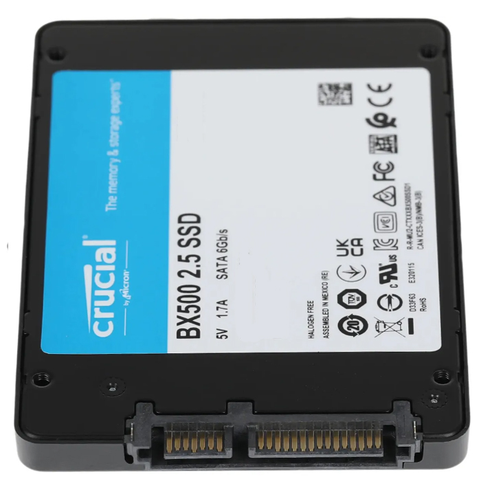 Накопитель SSD 2.5" 500 Gb Crucial BX500 (550/500MBs, 1 500 000 ч, 120 TBW) TLC 3D NAND