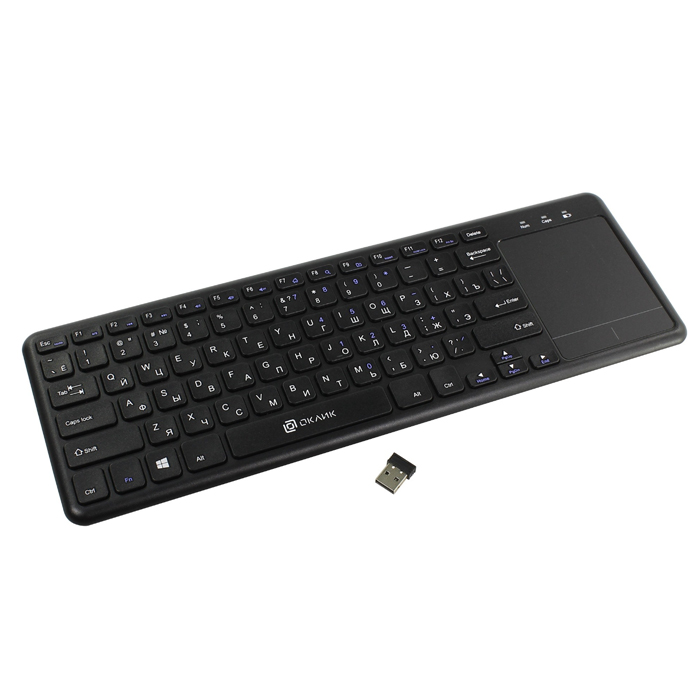 клавиатура беспроводная Oklick 830ST slim multimedia touch (Black)