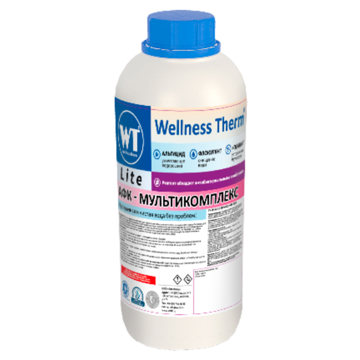 Средство Wellness Therm АФК-мультикомплекс LITE 1л 877727 для бассейна альгицид,коагулянт,флокулянт