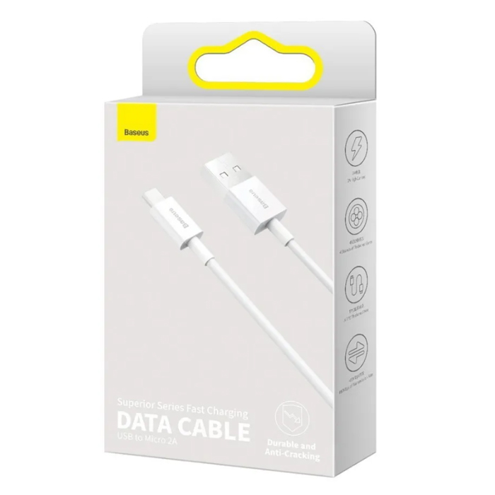 Micro USB - кабель 2.0m 2.0A Белый. Baseus Superior Fast (Белый). CAMYS-A02