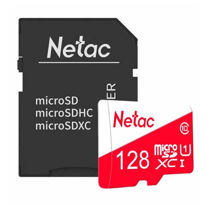 карта памяти micro SDXC 128Gb Netac P500 Eco Class 10 U1 + адаптер (NT02P500ECO-128G-R)