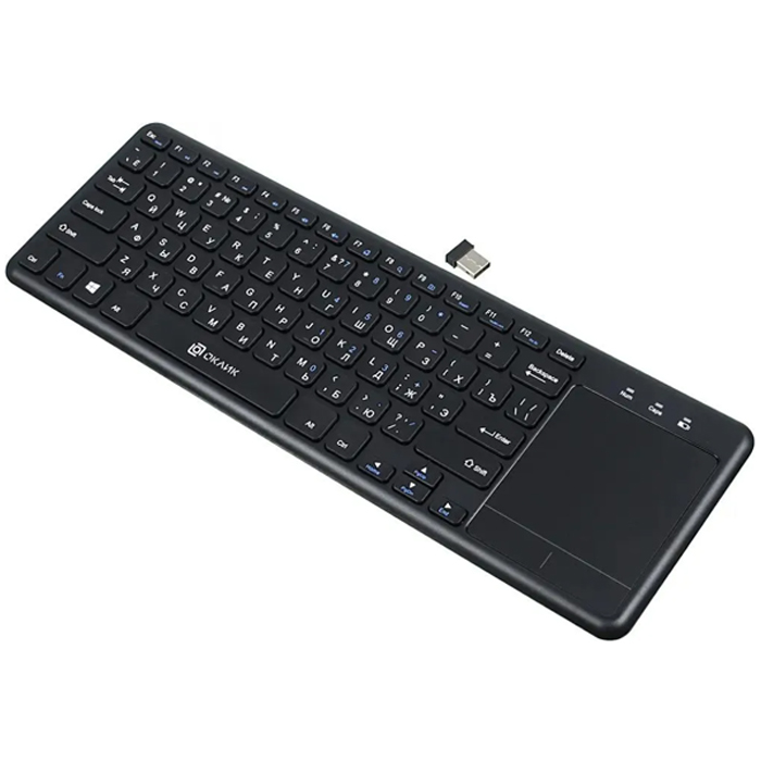клавиатура беспроводная Oklick 830ST slim multimedia touch (Black)