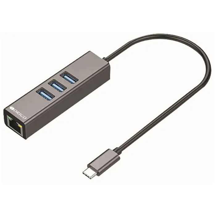 ORIGO Сетевая карта OU330N A1A Сетевой адаптер USB-C Gigabit Ethernet с 3 портами USB 3.0