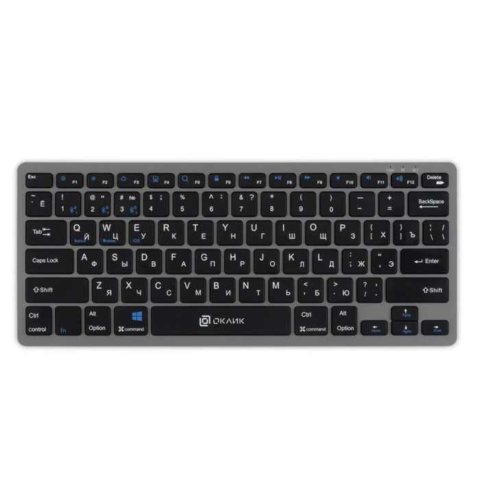 клавиатура беспроводная Oklick 835S BT slim (silver-black). 1696467