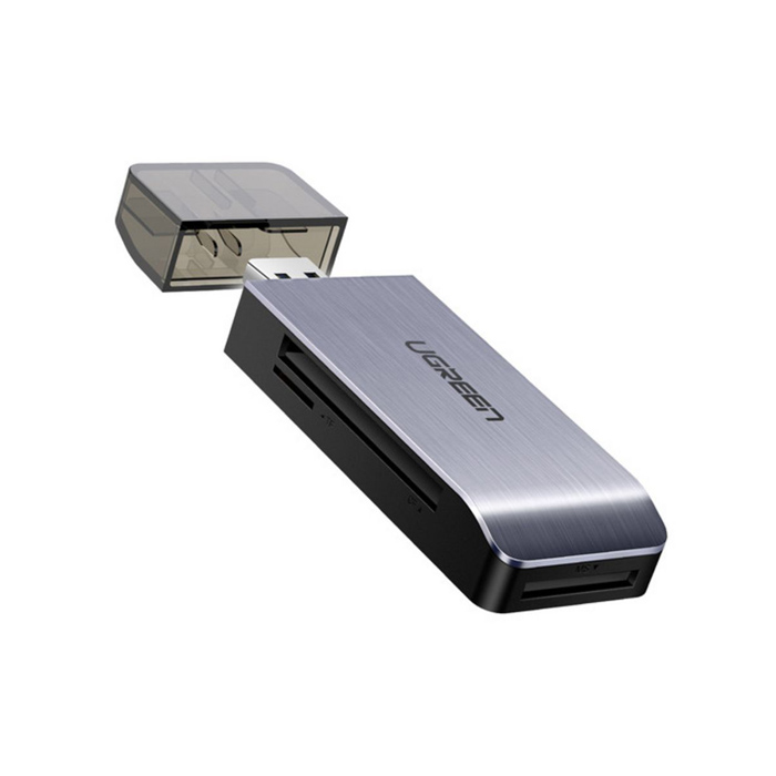 UGREEN картридер CM180-50541, TF/SD/CF/MS, серый