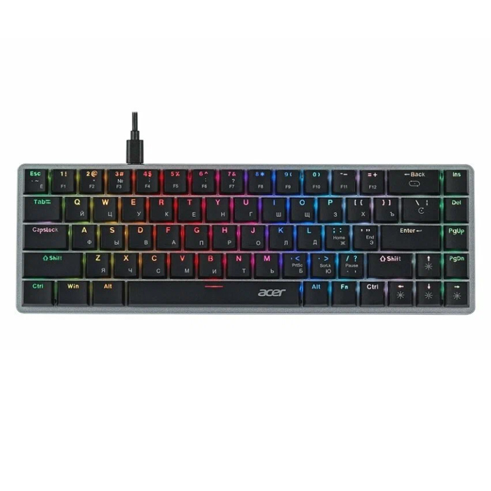 Клавиатура Acer OKW302 механическая серебристый USB Multimedia for gamer. LED ZL.KBDCC.01C