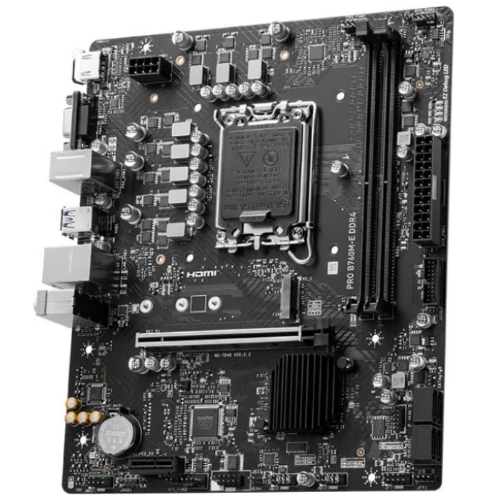 Материнская плата MSI PRO B760M-E DDR4. (mATX) DDR4 x2/ SATA x4/M.2x1/ PCI-E*16 x1,PCI-E x1 / USB x6
