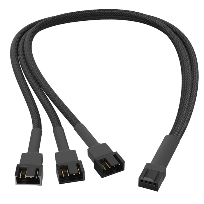 Кабель косичка для кулеров 4pin - 4pinх3 0,25м (в пластиковой гофре) 4pin - 4pinх3 0,25