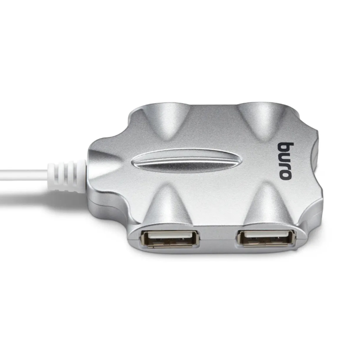 USB концентратор Buro, 4 порта, silver (BU-HUB4-0.5-U2.0-Candy)