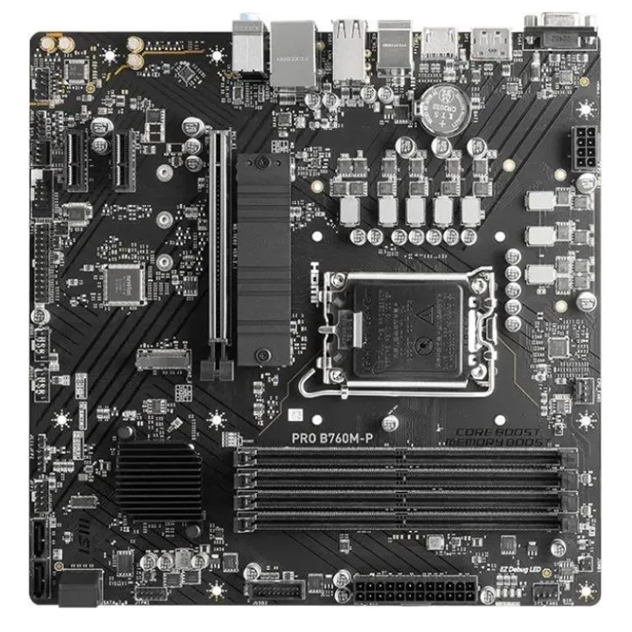 Материнская плата MSI PRO B760M-P  Intel 1700 (mATX) DDR5 x4/ SATA x4/M.2x2/ PCI-E*16 x1,PCI-E