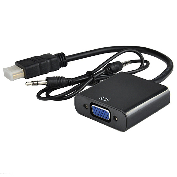 Адаптер HDMI (M) - VGA + Audio B&Pcable (Черный) HDMI-VGA+AUX с хвостиком 20 см