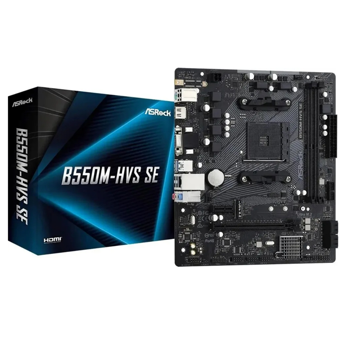 Материнская плата Asrock B550M-HVS SE mATX) DDR4 x2/ SATA x4/M.2x1/ PCI-E*16 x1,PCI-E x1/ USB x6, VG