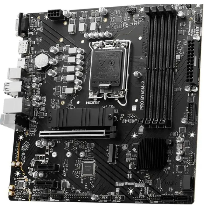 Материнская плата MSI PRO B760M-P  Intel 1700 (mATX) DDR5 x4/ SATA x4/M.2x2/ PCI-E*16 x1,PCI-E