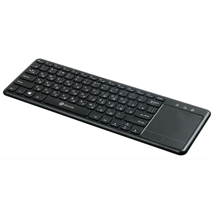 клавиатура беспроводная Oklick 830ST slim multimedia touch (Black)