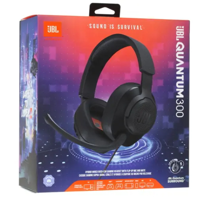 игровая гарнитура JBL  Quantum 300 Black (JBLQUANTUM300BLK)