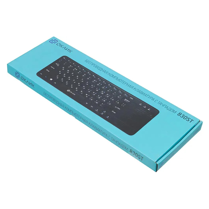 клавиатура беспроводная Oklick 830ST slim multimedia touch (Black)