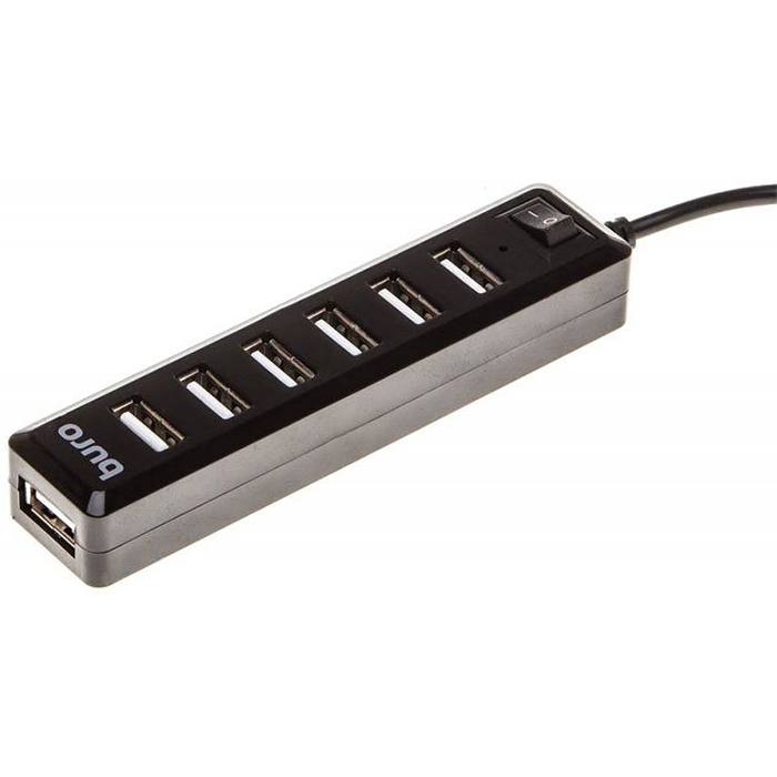 USB концентратор Buro, 7 портов, BU-HUB7-1.0-U2.0, USB 2.0, black