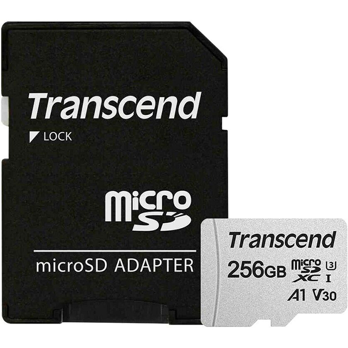 карта памяти micro SDXC 256Gb Transcend 300S Class 10 UHS-I U3 A2 V30 + adapter (TS256GUSD300S-A)