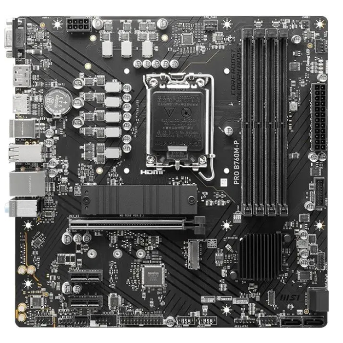 Материнская плата MSI PRO B760M-P  Intel 1700 (mATX) DDR5 x4/ SATA x4/M.2x2/ PCI-E*16 x1,PCI-E