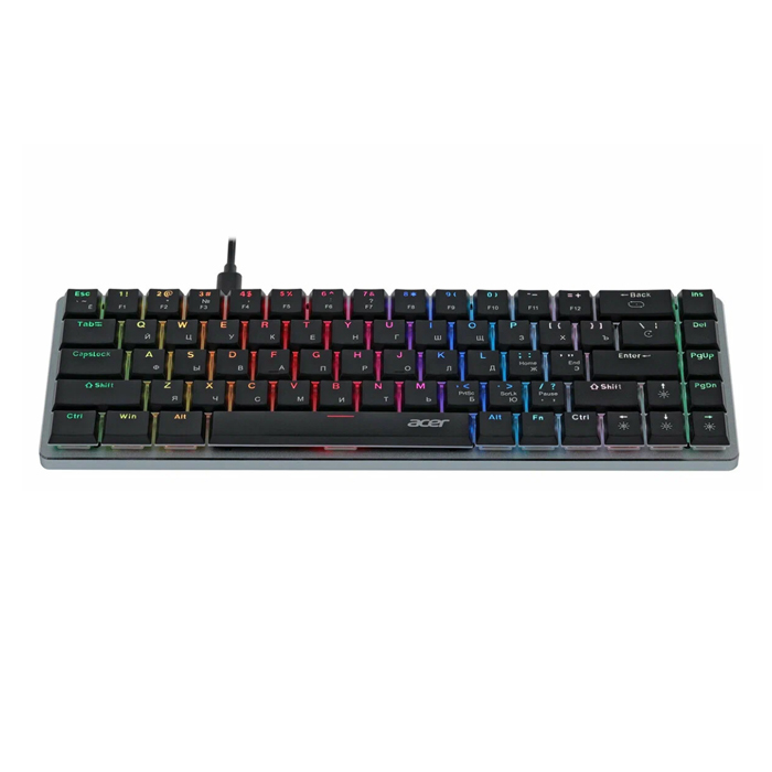 Клавиатура Acer OKW302 механическая серебристый USB Multimedia for gamer. LED ZL.KBDCC.01C