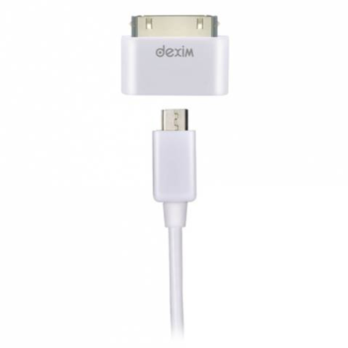 Кабель USB 2.0, A - B (micro) 5pin (M - M) Dexim переходник Apple 30-p(DWA064-W) 1,5 м.белый.