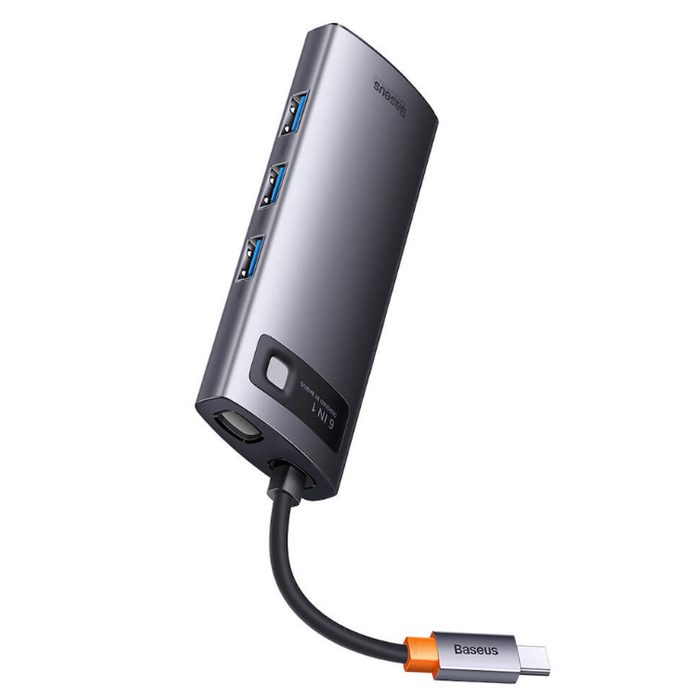 USB концентратор Baseus Multi-functional HUB Metal Gleam Series 6-in-1 (WKWG030013
) Grey