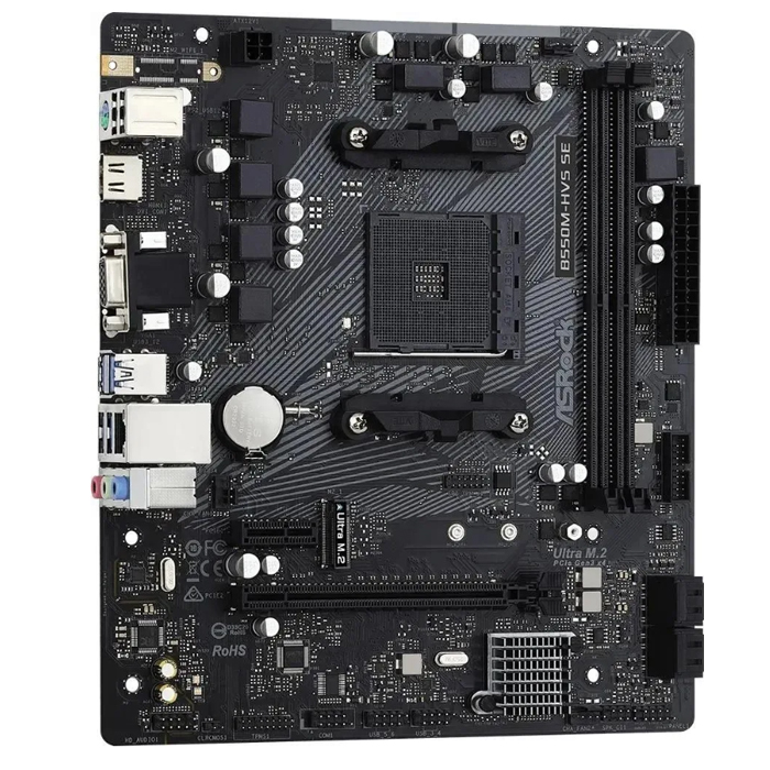 Материнская плата Asrock B550M-HVS SE mATX) DDR4 x2/ SATA x4/M.2x1/ PCI-E*16 x1,PCI-E x1/ USB x6, VG