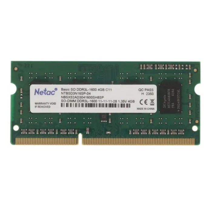 Модуль памяти Netac 4GB DDR3L 1600MHz SODIMM (NTBSD3N16SP-04)