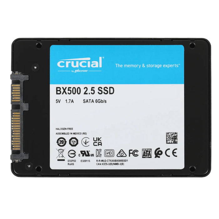 Накопитель SSD 2.5" 500 Gb Crucial BX500 (550/500MBs, 1 500 000 ч, 120 TBW) TLC 3D NAND